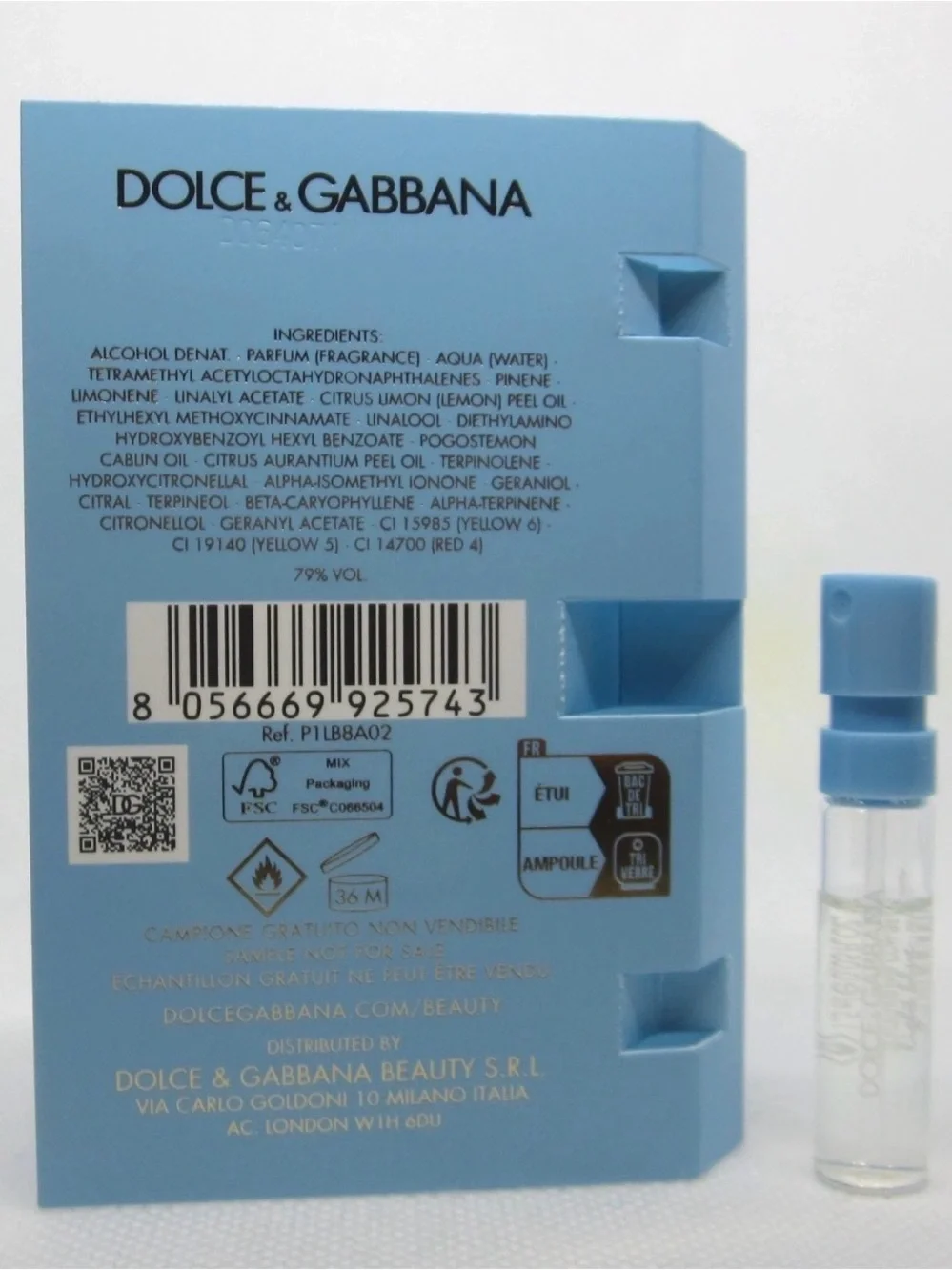Dolce & Gabbana Light Blue Pour Homme EDP Sample Spray 0.05oz